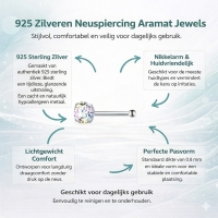Sprankelende Stalen Neuspiercing met AB Zirkonia - Rond - Unisex