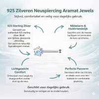 Sprankelende Stalen Neuspiercing met AB Zirkonia - Rond - Unisex