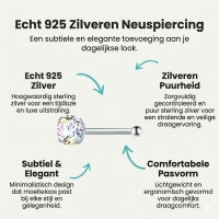 Sprankelende Stalen Neuspiercing met AB Zirkonia - Rond - Unisex