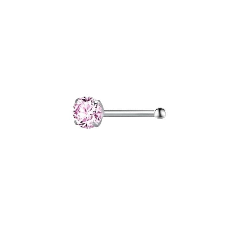Prachtige Neuspiercing met Roze Zirkonia - Rond - Unisex