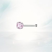 Prachtige Neuspiercing met Roze Zirkonia - Rond - Unisex