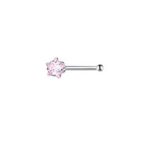 Prachtige Neuspiercing met Roze Zirkonia - Rond - Unisex