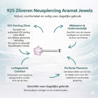 Prachtige Neuspiercing met Roze Zirkonia - Rond - Unisex
