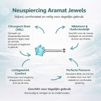 Stijlvolle Blauwe Zirkonia Neuspiercing zilverkleur - Rond - Heren