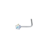 Stalen gebogen neuspiercing  met zirkonia steentje - Rond - Unisex
