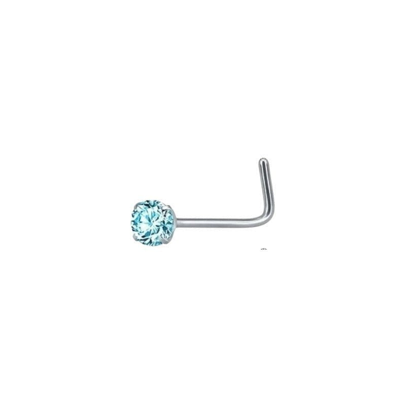 Stalen Neuspiercing met Blauwe Zirkonia