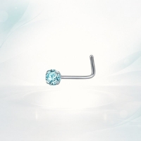 Stalen Neuspiercing met Blauwe Zirkonia