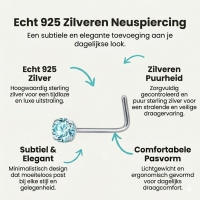 Stalen Neuspiercing met Blauwe Zirkonia