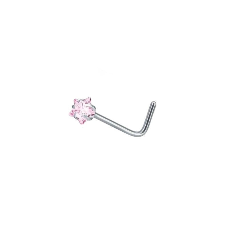 Stijlvolle Roze Zirkonia Neuspiercing zilverkleur - Rond - Unisex
