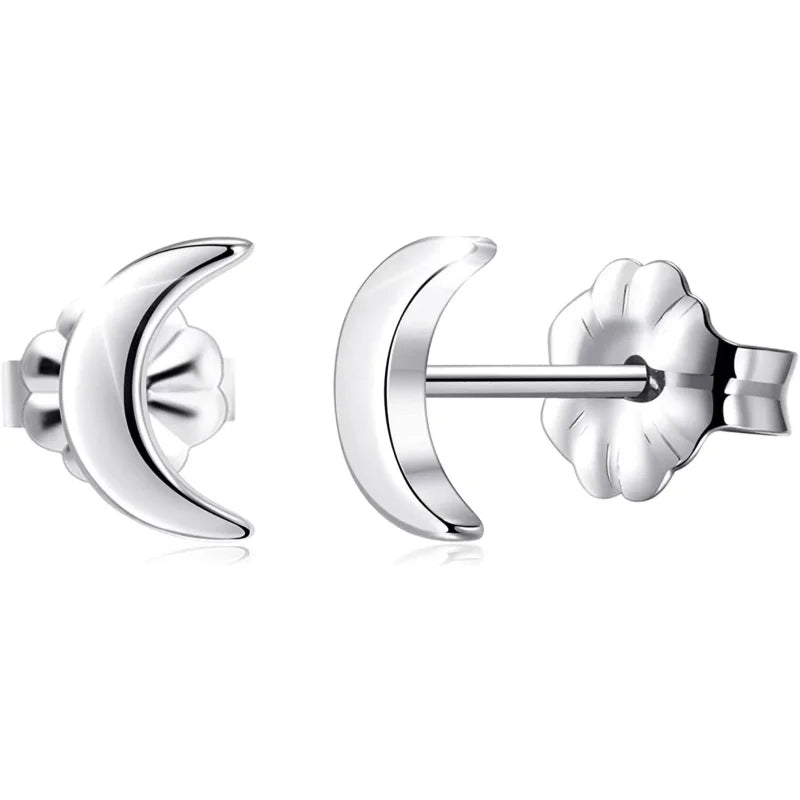 Oorbellen &acirc;&euro;&ldquo; Titanium Maan Zilverkleurig (8mm) -