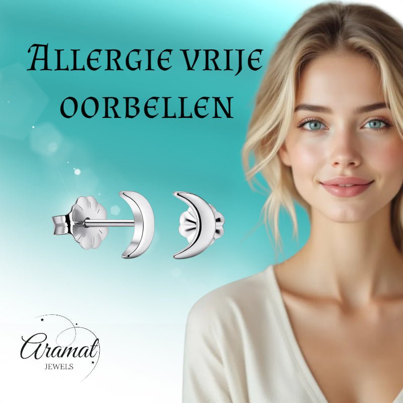 Oorbellen &acirc;&euro;&ldquo; Titanium Maan Zilverkleurig (8mm) -