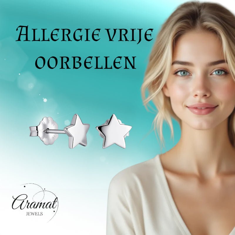 Oorbellen &acirc;&euro;&ldquo; Titanium Ster Zilverkleurig (7mm) -