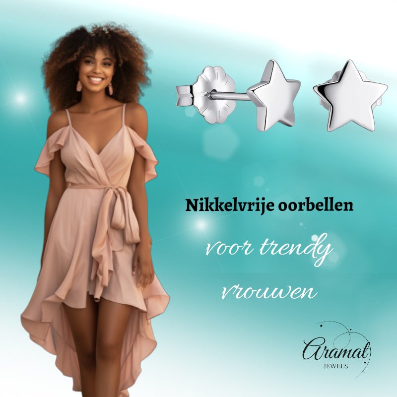 Oorbellen &acirc;&euro;&ldquo; Titanium Ster Zilverkleurig (7mm) -