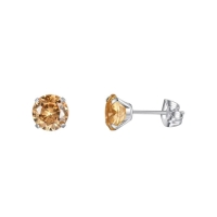 Titanium oorbellen champagne zirkonia - 3mm -
