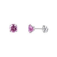 Titanium Oorbellen Met roze Zirkonia - 3mm -