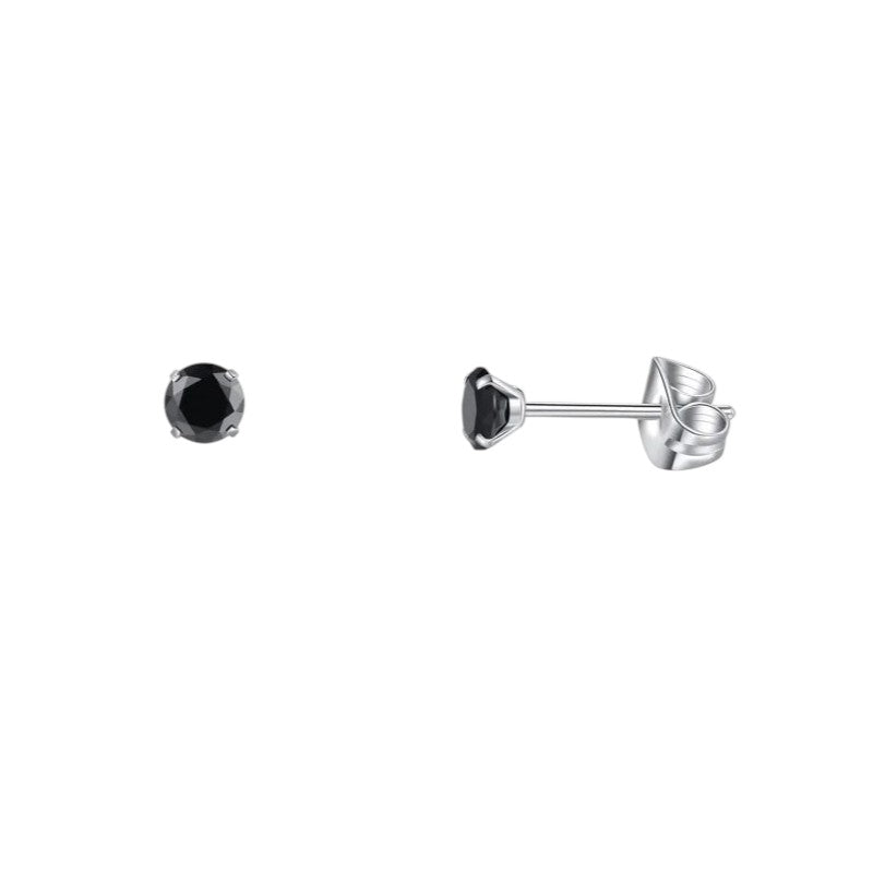 Titanium Oorbellen met Zwarte Zirkonia - 3mm -