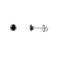 Titanium Oorbellen met Zwarte Zirkonia - 3mm -