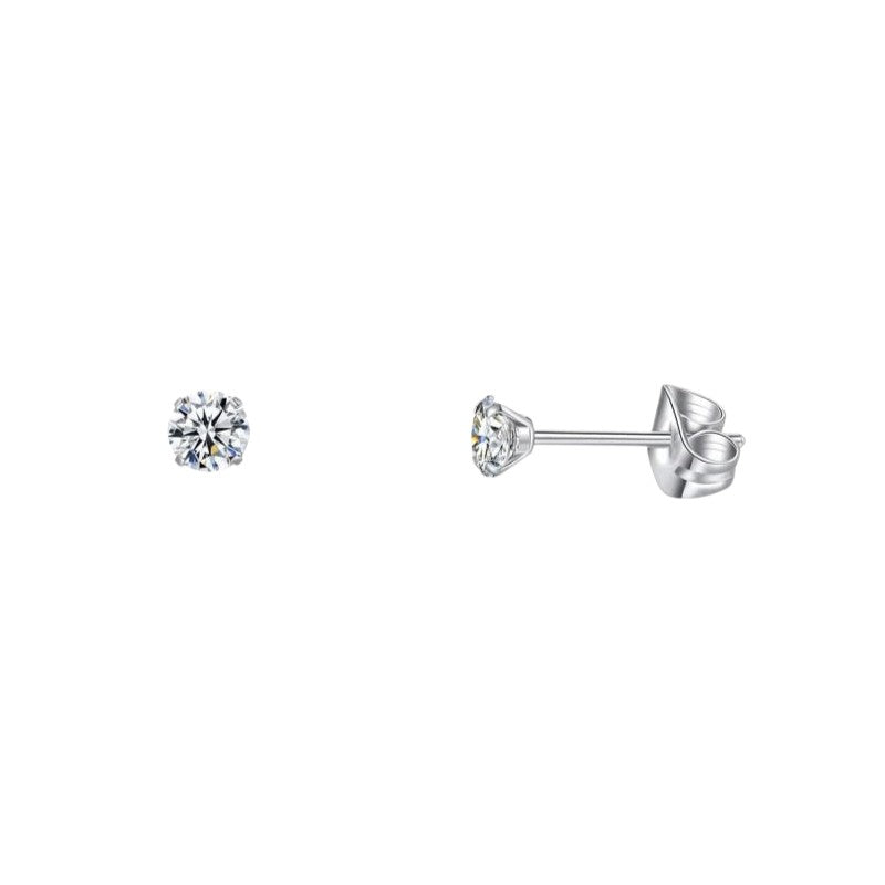 Elegante Titanium Oorbellen Met transparante Zirkonia - 3mm -