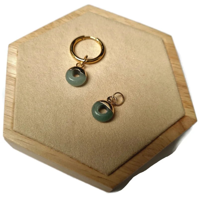 Natuursteen Bedel Donuts voor bedelketting of oorring - Goudkleur / Ocean green-Natuursteen - Unisex