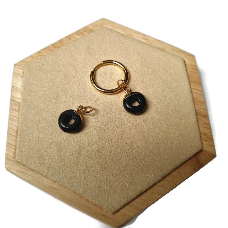 Natuursteen Bedel Donuts voor bedelketting of oorring - Goudkleur / Ocean green-Natuursteen - Unisex