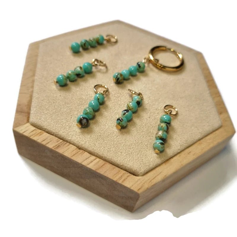 Kleurrijke Glaskralen charms met Imitatiesteen - Goudkleur / Turquoise green - Unisex