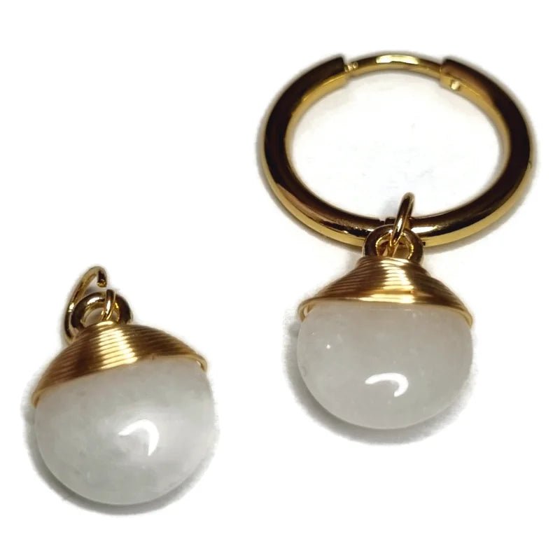 Handgemaakte Calciet Ronde hangertje bedelketting - Zilverkleur / Wit Marmer (Natuursteen) - Dames