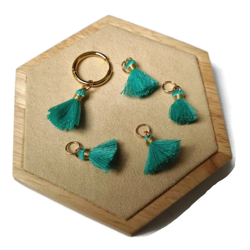 Handgemaakte Oor Bedels kwastjes - Goudkleur / Turquoise Blauw - Unisex