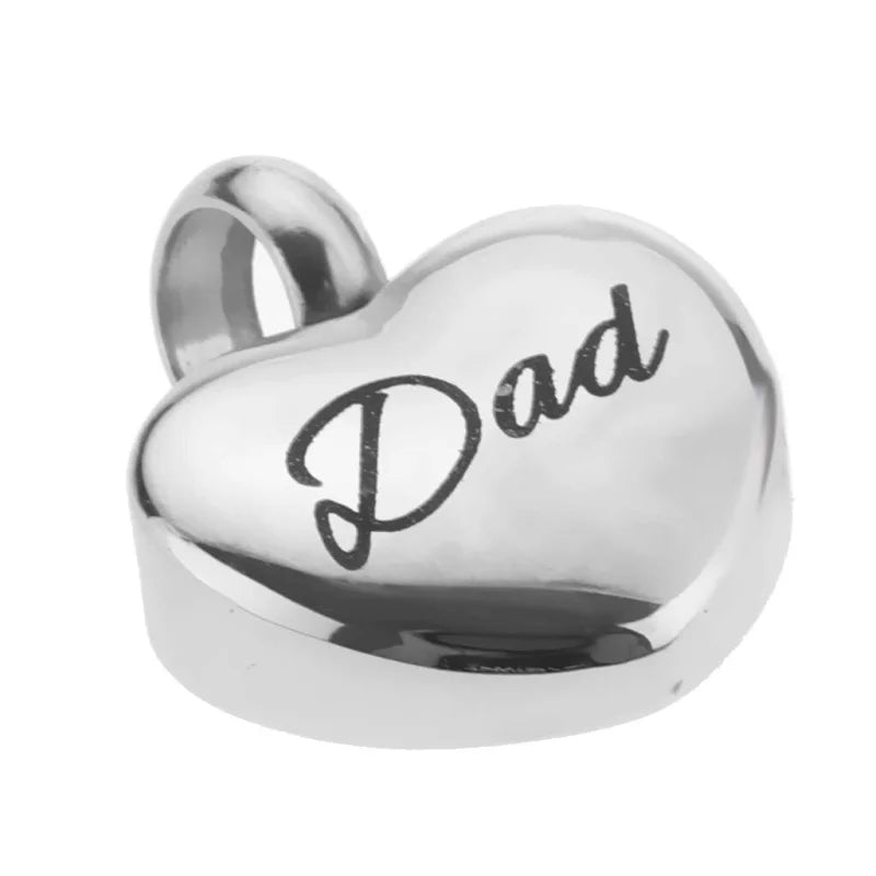 Stalen Asbedel Hart met Inscriptie Dad voor Armband of Ketting 12mm - Heren