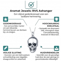 Ashanger Doodshoofd Zilverkleurig RVS &acirc;&euro;&ldquo; 30x20mm Stoer Gedenksieraad - Heren