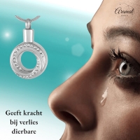 Ashanger Open Cirkel Zilverkleurig RVS &acirc;&euro;&ldquo; 30x20mm Gedenksieraad Eeuwigheid - Unise