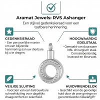 Ashanger Open Cirkel Zilverkleurig RVS &acirc;&euro;&ldquo; 30x20mm Gedenksieraad Eeuwigheid - Unise