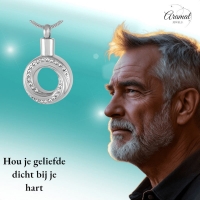 Ashanger Open Cirkel Zilverkleurig RVS &acirc;&euro;&ldquo; 30x20mm Gedenksieraad Eeuwigheid - Unise