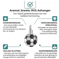 Ashanger Voetbal Zilverkleurig RVS &acirc;&euro;&ldquo; 27x17mm Gedenksieraad Sportliefhebber - Unis