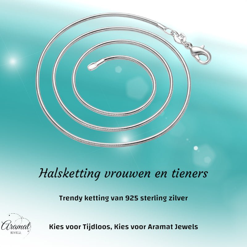 925 Zilveren Slangenketting - Tijdloze Snake Chain Ketting - 40cm - Dames
