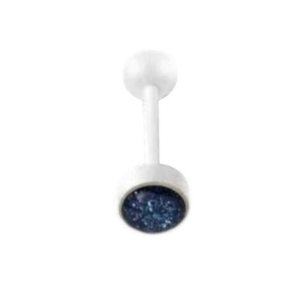 Bioplast Witte Glitter Tongpiercing - Donker Blauw -