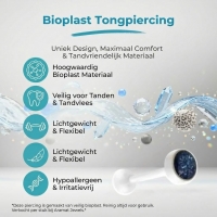 Bioplast Witte Glitter Tongpiercing - Donker Blauw -