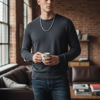 Stalen Konings Ketting met Versace Motief - Zilverkleur - Heren