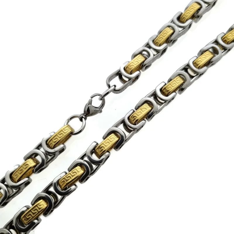 RVS Koningsketting Grieks Motief 55cm - Stoere Ketting Man - Zilverkleur-koningsschakel - Heren