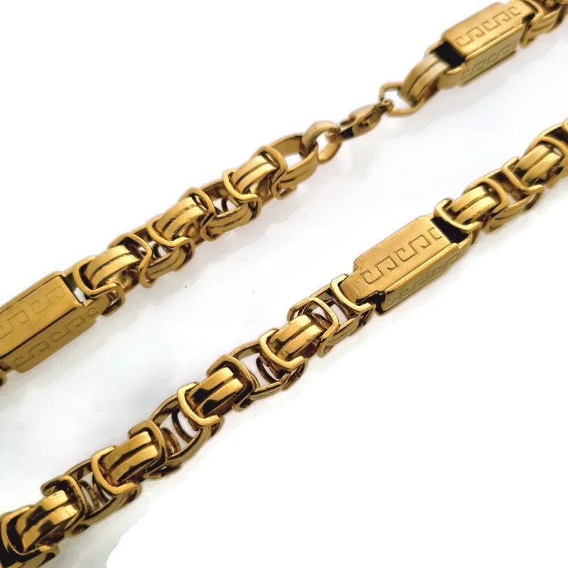 Stoere Rvs Koningsketting met Griekse Blokjes - Zilverkleur / 6mm - Heren