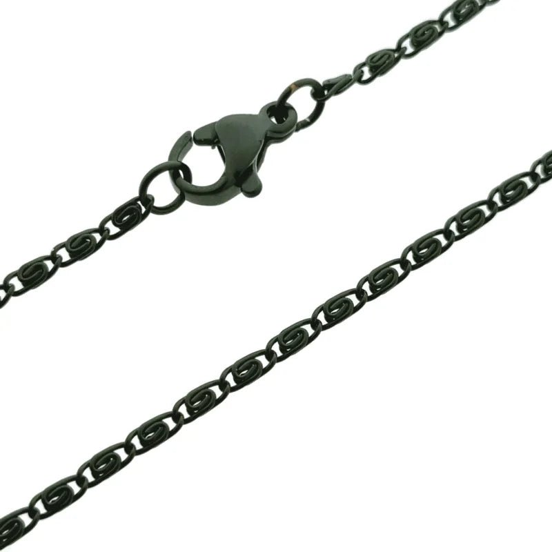 Stalen Griekse Schakelketting Zwart - Stoere Ketting - Zwart / 50cm / 2mm - Unisex