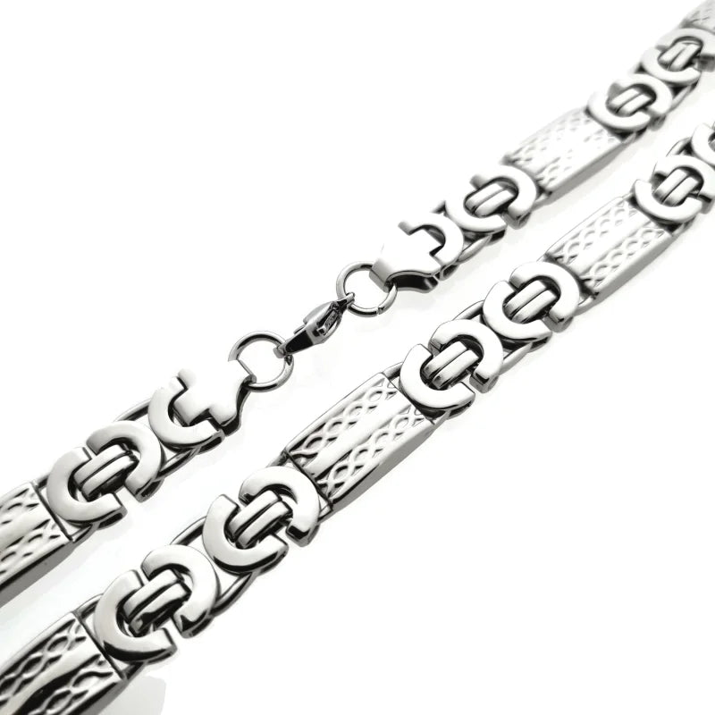 Platte Stalen Koningsketting man - Zilverkleur / 55cm / 12mm - Heren