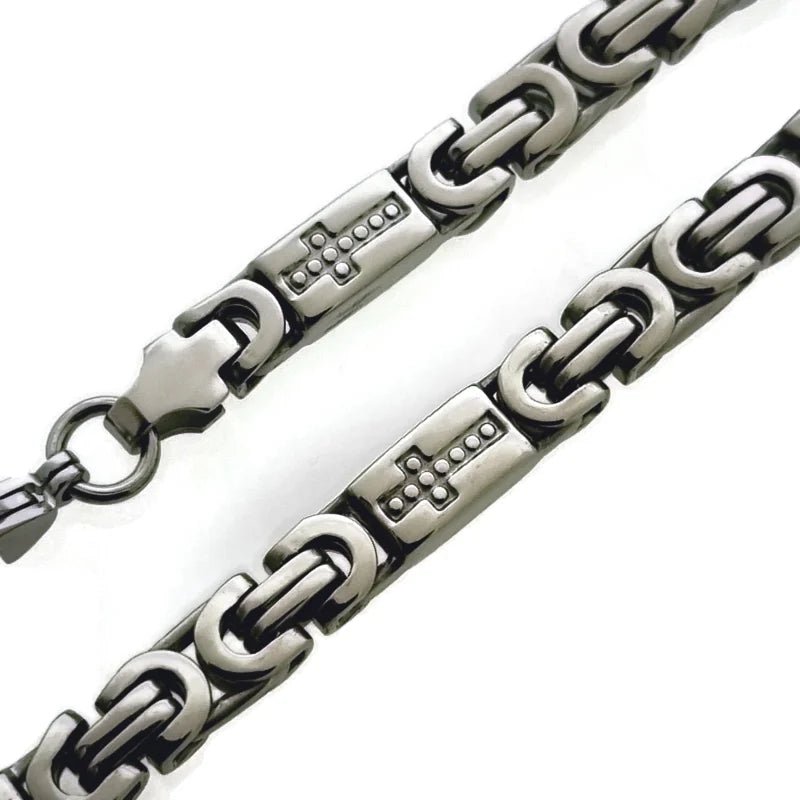 Grieks Motief Stalen Koningsketting met Versace Design - Zilverkleur / 55cm / 6mm - Heren