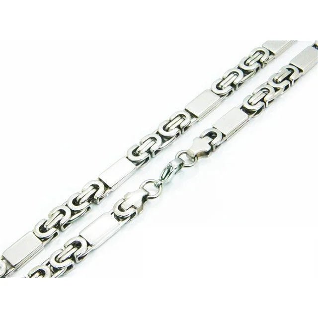 RVS Koningsketting Platte Schakel 60cm Zilverkleur - Opvallende Ketting Man - Zilverkleur - Heren
