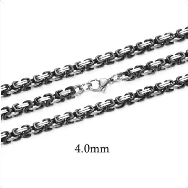 Stalen Koningsketting Bicolor Zwart/zilver - 60cm / 4mm - Heren