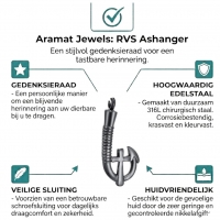 Stalen Ashanger Vishaak met Kruisje Zwart &acirc;&euro;&ldquo; Stoer Gedenksieraad - Unisex