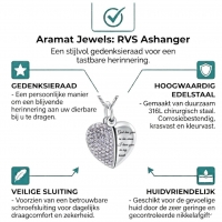 Stalen Ashanger Hart met Lila Kristal en Tekst  God Has You  22mm - Heren