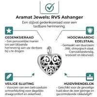 Stalen as-hartje met zwarte emaille versiering - Heren