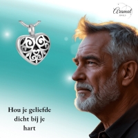 Stalen as-hartje met zwarte emaille versiering - Heren
