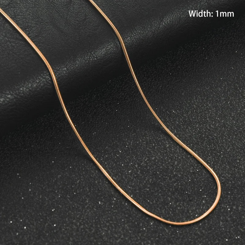 RVS Slangenketting Ros&Atilde;&copy;goud Rond- Soepele Snake Chain Ketting - 1mm / 45cm - Dames