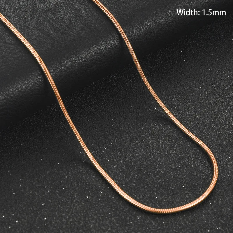 RVS Slangenketting Ros&Atilde;&copy;goud Rond- Soepele Snake Chain Ketting - 1mm / 45cm - Dames